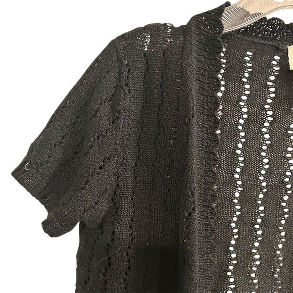 Sweet Kizz Girls' M Black Short Sleeve Knit Shrug Cardigan Sweater - Picture 3 of 5